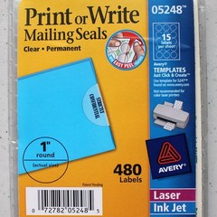 Avery Print or Write Mailing Seals 1″ Round Clear 960/64 Sheets #5248, Lot Of 2