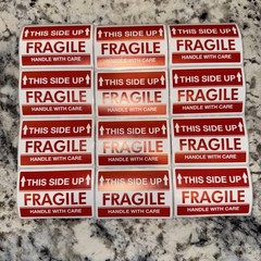 (Pack of 12) Fragile Handle With Care Stickers Warning Labels 2×3 inch