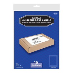 BAZIC 8.5″ X 11″ Full Sheet White Multipurpose Labels (10/Pack), pack of 24