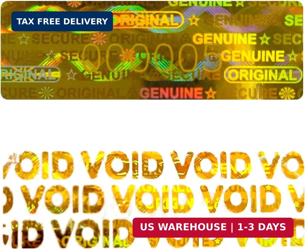 380pcs Hologram Tamper Proof Stickers Security Labels Genuine Warranty Void Seal