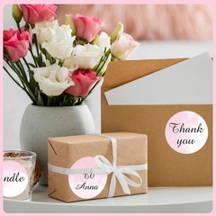 Thermal Label,2 Inch Pink Watercolor Round Thermal Printer Stickers,Self-Adhe…