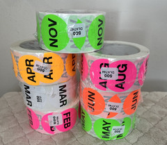 Tape Logic Lot of 7 Round Circle Months of Year Inventory Labels 500 Per Roll 2″