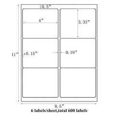 6 up 3-1/3“ x 4” Sticker Labels Shipping Address Labels for Laser & Inkjet Pr…