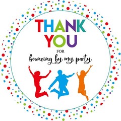 Jump Party Thank You Favor Stickers, 2″ Bounce Circle Labels, Decorations,Env…