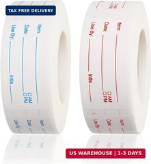 2 Rolls 1000 Pieces Removable Food Labels, 1 x 2 Inch Date Stickers for Freezer,