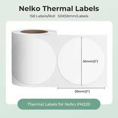 Thermal Labels for Nelko PM220 Label Maker, 2 inch (50mm) Round Thermal Label…