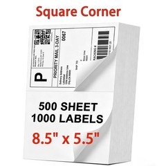 1000 Shipping Labels 8.5″ x 5.5″ Half Sheets Blank Self Adhesive 2 Per Sheet US