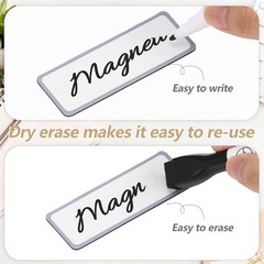 96 Pack Magnetic Dry Erase Labels 3.2 x 1.2, Reusable Blank Writable Name Tag…