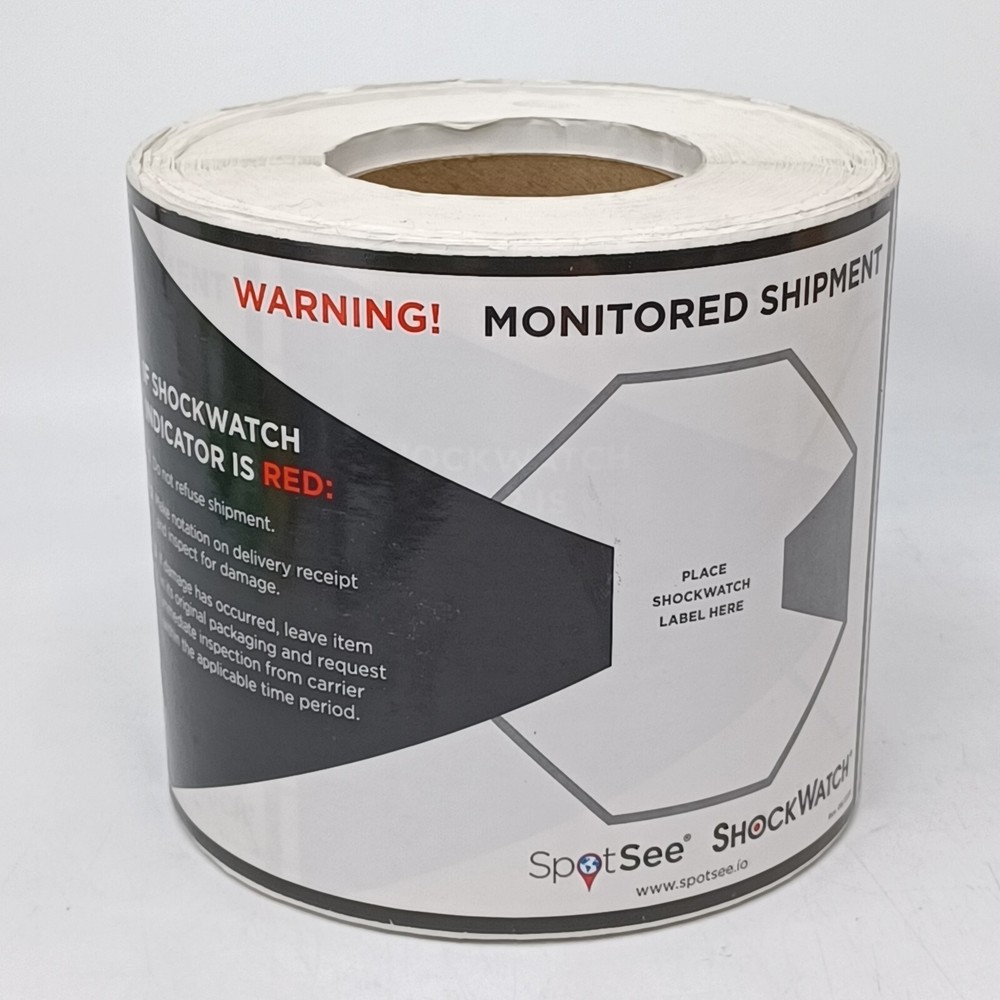 SPOTSEE ShockWatch 26107 Companion Labels, White & Black. Roll of 500. New