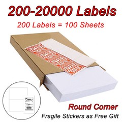 Half Sheet Premium 8.5×5.5 Shipping Label Round Corner Self Adhesive 2 per Sheet