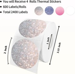 2400Pcs 2 Inch Thermal Stickers 4 Rolls Barcode Shipping Printer Labels