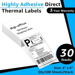 30PK of 500 Perforated 4×6 Fanfold Thermal Label for Zebra Rollo Nelko Printers