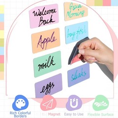 48 Pack Magnetic Dry Erase Labels, 4”x 2” Colorful Name Tags Magnetic Blank…