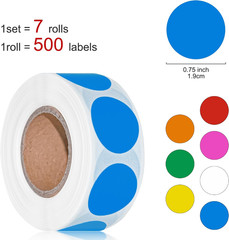 3500 Pcs Colored Dot Stickers, 3/4″ Label Sticker round Color Coding Labels Circ