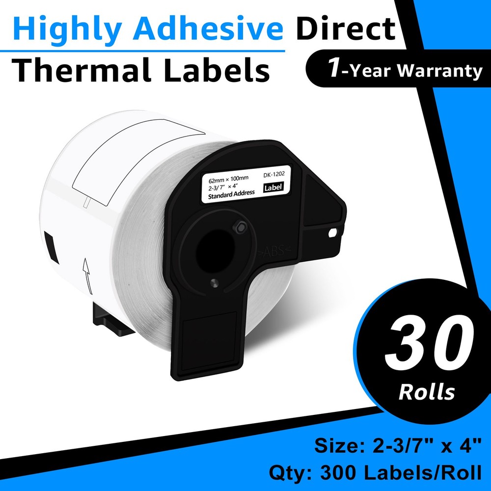 Replacement with Brother QL DK-1202 Shipping Labels 2.4″x3.9″ 300/Roll 30 Rolls