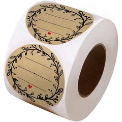 2 Inch Wreath Design with 3 Lines for Writing (500 Labels per roll) Natural B…