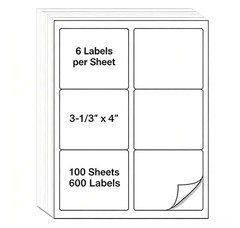 3-1/3″ x 4″ Shipping Address Labels 600 Label Stickers Paper for Laser/Inkjet…