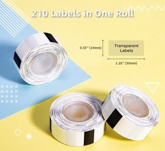 D30 Label, 3 Roll D30 Transparent Label,0.55″ x 1.18″ Adhesive Clear Thermal …