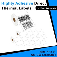 10Roll 4″ x 2″ Barcode Shipping Label for Zebra & Rollo Premium Adhesive 750/R
