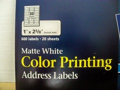 Matte White Color Printing Address labels 600 labels-20 sheets #8250