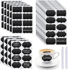 Chalkboard Labels – 180Pcs Waterproof Reusable Blackboard Stickers with 2 Free E