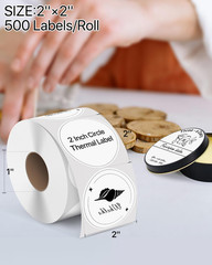 2 Inch round Thermal Labels, Circle Thermal Printer Stickers, Durable Circular L