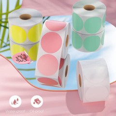 2″ Round Thermal Labels 750 Labels/Roll Self-Adhesive Multicolor Circle Sticker