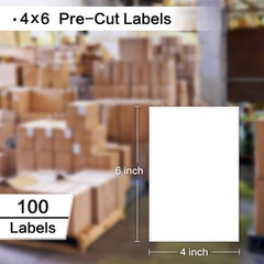100 PreCut 4×6 Sheet Shipping Labels for Laser & Inkjet Printers, Single Shee…