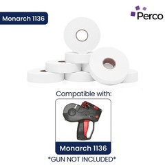 14,000 White Pricing Labels for Monarch 1136 – 8 Rolls Value Pack, USA Made