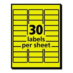 1 x 2-5/8 High-Visibility Laser Labels- Neon Yellow Printable Sticker, 30 Labels