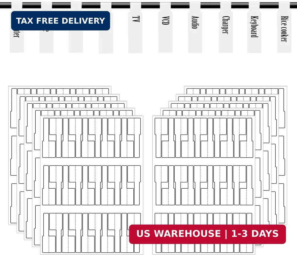 White Cable Labels, 300 Premium Wire Label Tags for Electronics, Printable Cord