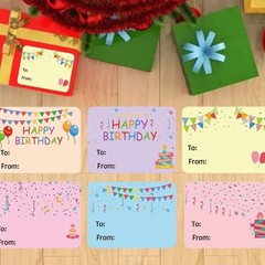 300Pcs Birthday Name Label Sticker Adhesive Wrapping Label for School Project