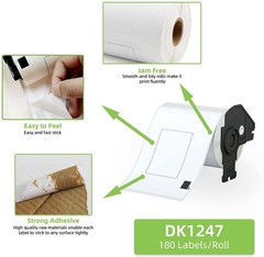 Replace for Brother DK-1247 Die-Cut Shipping Label 4.07″ x 6.4″ 180/R 8Rolls