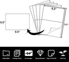 LabelMore Half Sheet Self Adhesive Shipping Labels (8.5″x5.5″) Brand New in Box!
