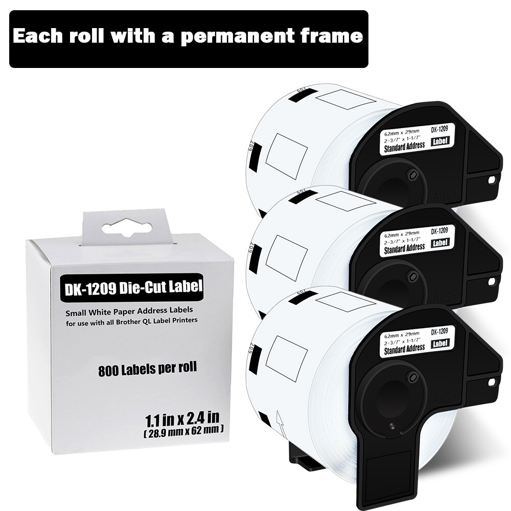 3 ROLLS Compatible Barcode Labels Replacement for Brother QL-500 QL-550 DK-1209