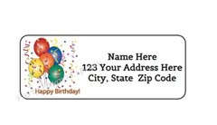 30 HAPPY BIRTHDAY BALLOONS PERSONALIZED RETURN ADDRESS LABELS 1 in X 2.625 in