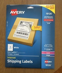 Avery Shipping Labels 5.5 x 8.5. New, 20 Labels