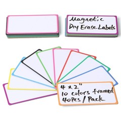 Dry Erase Magnetic Labels: 40PCS, 4×2” Magnets Name Tags Plates for School Cl…
