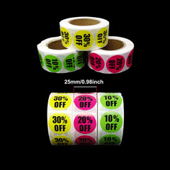 Honbay 1500PCS Discount Labels Adhesive 10 to 30 Percent off Stickers Tag round