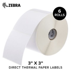Zebra 3 x 3 in Direct Thermal Paper Labels Z-Perform 2000D Permanent Adhesive…