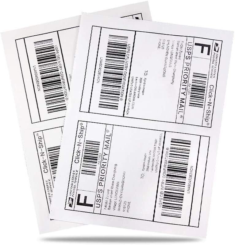 4000 Half Sheet Shipping Labels 8.5″ x 5.5″ 2 Per Sheet Self Adhesive Label