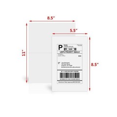 2000 Half Sheet 8.5″x5.5″ Shipping Label Blank Self Adhesive Sticker 2 Per Sheet