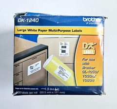 Brother DK1240 4x2in Die Cut White Paper Labels, 600 Labels per roll