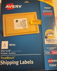 Avery Shipping Address Labels, Laser & Inkjet Printers, 60 Labels, 3-1/3×4 Label