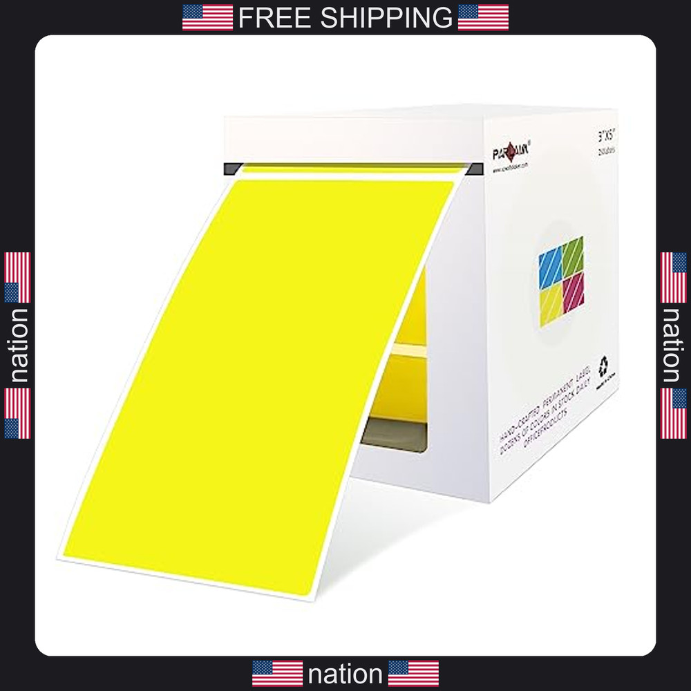 Parlaim 3×5 inch Rectangle Sticker Labels 250pcs Fluorescent Yellow for Moving