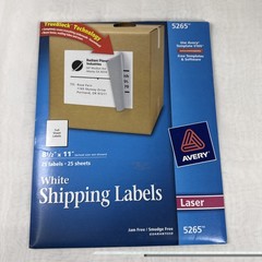 Avery 5265 TrueBlock Shipping Labels 8 1/2 x 11″ Laser White Full Sheet – 23 ct