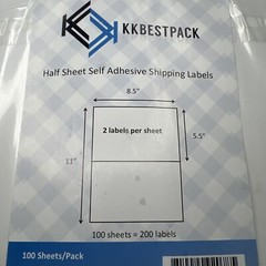 8.5″ x 5.5″ Shipping Labels 2 Per Sheet For Laser and Inkjet Self Adhesive