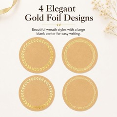 500 Kraft Canning Labels, 2 Inch round Sticker Labels, Gold Foil Labels for Jars