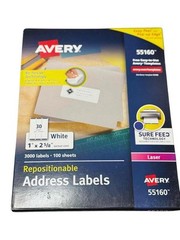 NEW 3000 Avery 55160 White Repositionable Address Shipping Labels 1″ x 2 5/8″
