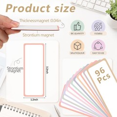 96 Pack Magnetic Dry Erase Labels 3.2 x 1.2, Reusable Blank Writable Name Tag…